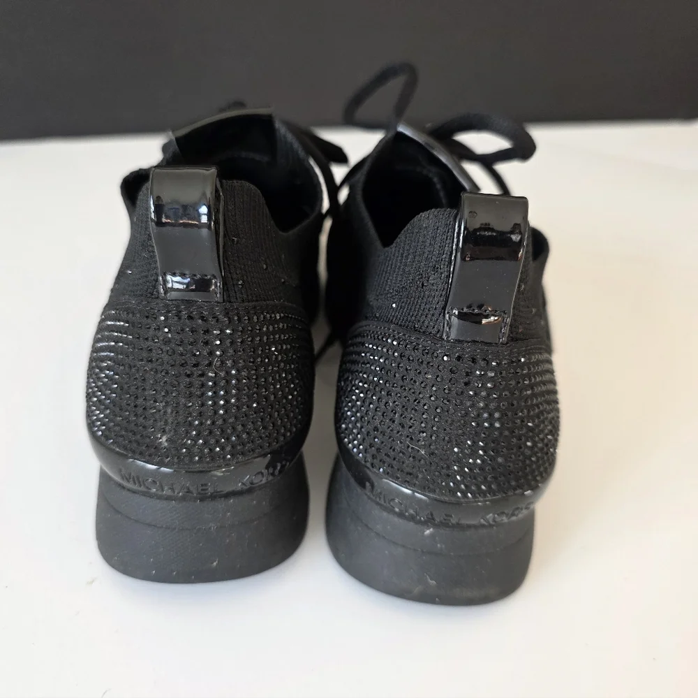 Michael Kors Crystal-Embellished Knit Sneakers – Black Size 8.5 - Picture 3 of 5